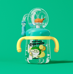 Children's Whale Cartoon Diving Fountain Water Bottle - Tritan Leakproof Sippy Cup (Various Sizes & Colors)
